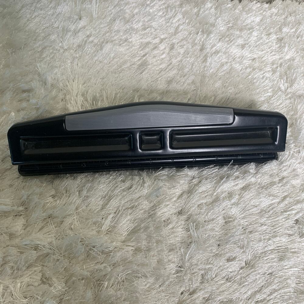 Heavy Metal Office 3 Hole Punch Black Adjustable